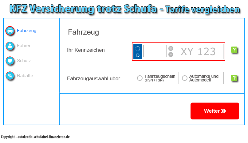 KFZ Versicherungen ohne Bonitätsprüfung und Schufa